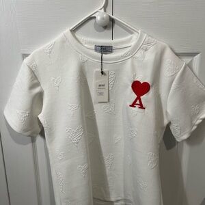 Ami Kids White Shirt with Red Heart